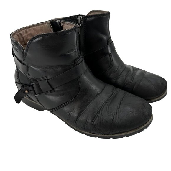 Teva Womens Waterproof Leather Ankle Zipper Boots Size 6 Black - Picture 1 of 9